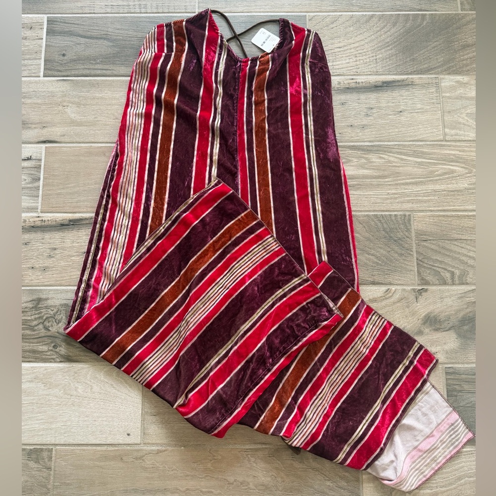 Free People Velvet Striped Wide Leg Jumpsuit